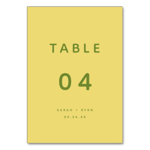 Minimalistisk Modern Gul Citron Skräddarsydd Bröll Bordsnummer