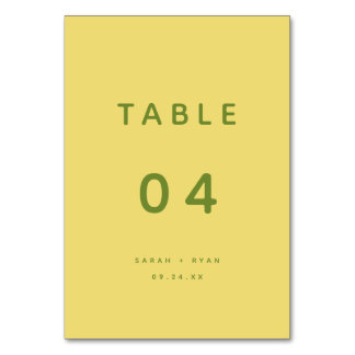 Minimalistisk Modern Gul Citron Skräddarsydd Bröll Bordsnummer