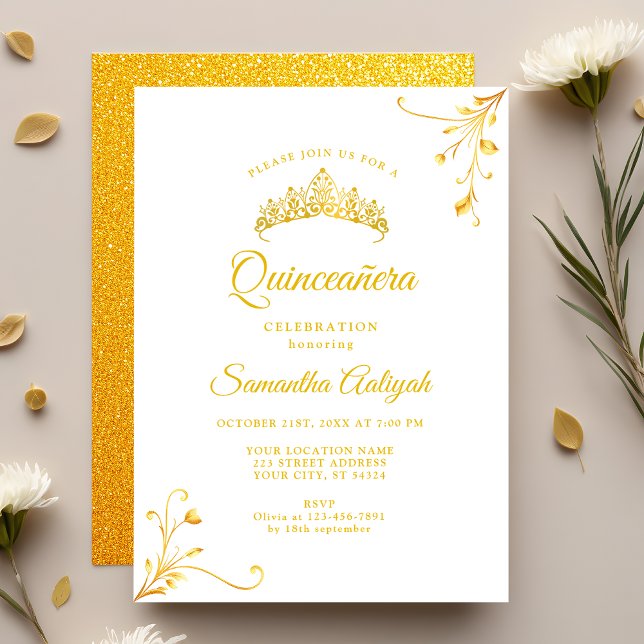 Minimalistisk Modern Gul Quinceanera Inbjudningar (Skapare uppladdad)