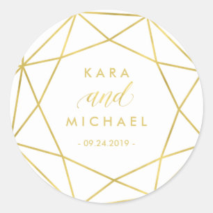 Minimalistisk modern Guld-geometrisk Diamond Bröll Runt Klistermärke