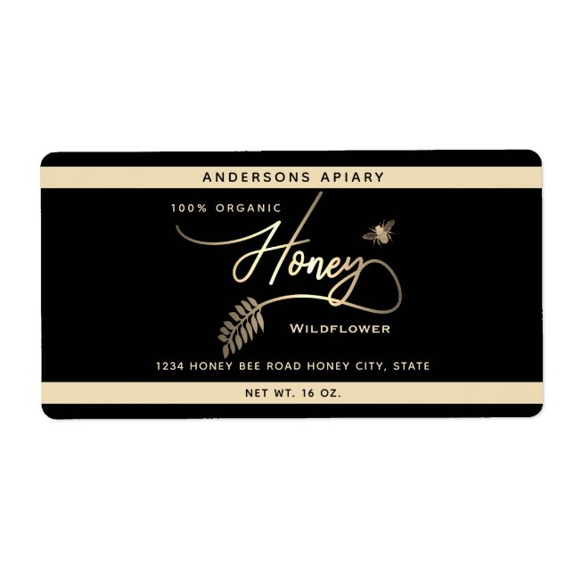 Minimalistisk modern guld-honung av honungsbin gre fraktsedel (Framsidan)