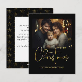 Minimalistisk Modern Guld Script Foto Platt Julkor Julkort