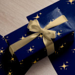 Minimalistisk, modern guld-stjärnor - marinens jul presentpapper<br><div class="desc">Elegant,  faux guld mousserande stjärnor mönster jul helgdag midnatt marin blå gåva som omsluter papper.</div>