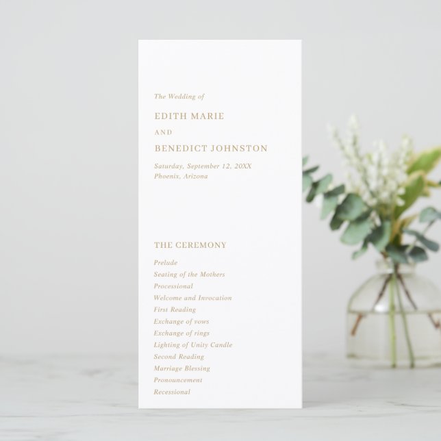 Minimalistisk modern guldbröllop program (Stående Fram)