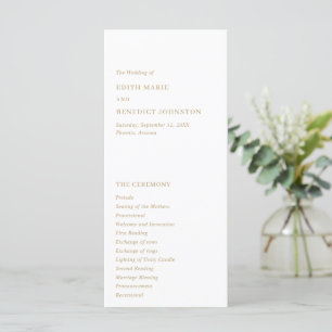 Minimalistisk modern guldbröllop program