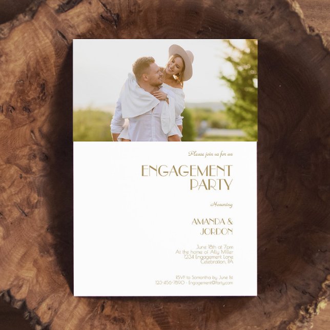 Minimalistisk modern gulddekor för förlovningsfest inbjudningar (Skapare uppladdad)