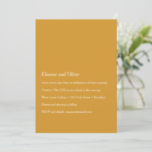 Minimalistisk modern Gult Typography Boho Bröllop Inbjudningar