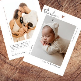 Minimalistisk Modern Handskrift 2 Foto Ny Bebis Tack Kort