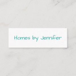 Minimalistisk modern handskrift turkos profil mini visitkort