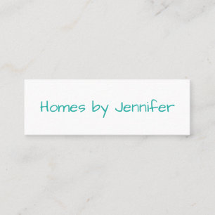 Minimalistisk modern handskrift turkos profil mini visitkort