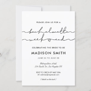 Minimalistisk modern handskriven Bachelorette helg Inbjudningar