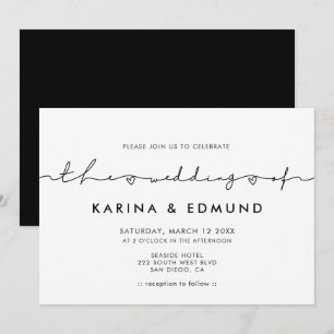 Minimalistisk modern handskriven kalligrafi bröllo inbjudningar