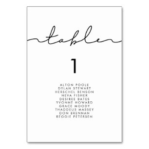Minimalistisk modern, handskriven platshållare bordsnummer