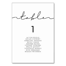 Minimalistisk modern, handskriven platshållare bordsnummer