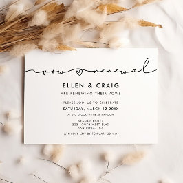 Minimalistisk, modern, handskriven Vow-förnyelse Inbjudningar