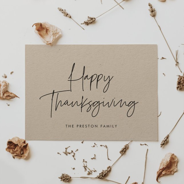 Minimalistisk modern Happy thanksgiving kraft Julkort (Skapare uppladdad)