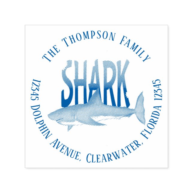 Minimalistisk Modern Hav Haj Enkel Söt Självfärgande Stämpel (Design)