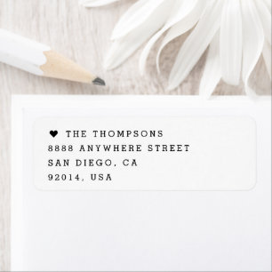 Minimalistisk Modern Hjärtfamilj Anpassningsbart N Returadress Etikett