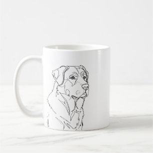 Minimalistisk modern hund linjekonst ritning kaffemugg