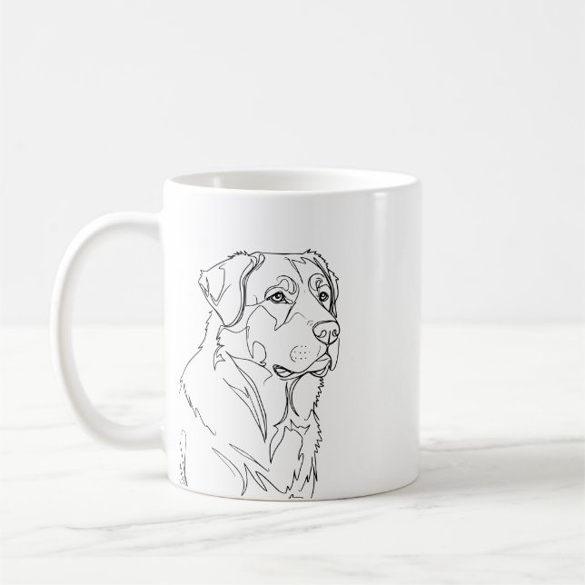 Minimalistisk modern hund linjekonst ritning kaffemugg (Vänster)