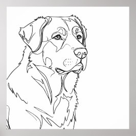 Minimalistisk modern hund linjekonst ritning poster