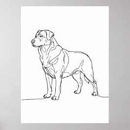 Minimalistisk modern hund linjekonst ritning poster