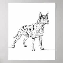 Minimalistisk modern hund linjekonst ritning poster