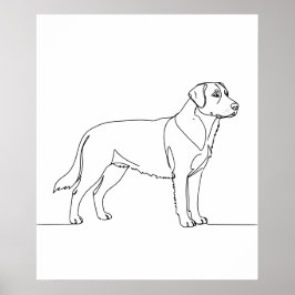 Minimalistisk modern hund linjekonst ritning poster
