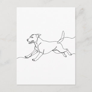 Minimalistisk modern hund linjekonst ritning vykort