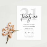 Minimalistisk, modern inbjudan till 21:a födelseda<br><div class="desc">Denna minimalistiska typografi på 21:a födelsedag är perfekt för en modern födelsedagsfest. Den enkla designen har klassiska minimalistiska svarta och vita typografier med modern känsla. Anpassade i alla färg. Behålla designen minimal och elegant, som den är, eller anpassa den genom att lägga till egna bilder och teckningar. Om du vill...</div>