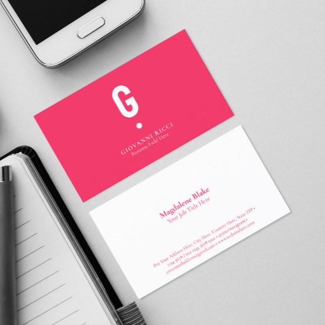 Minimalistisk Modern Initial på Speciell Rosa Visitkort (Skapare uppladdad)