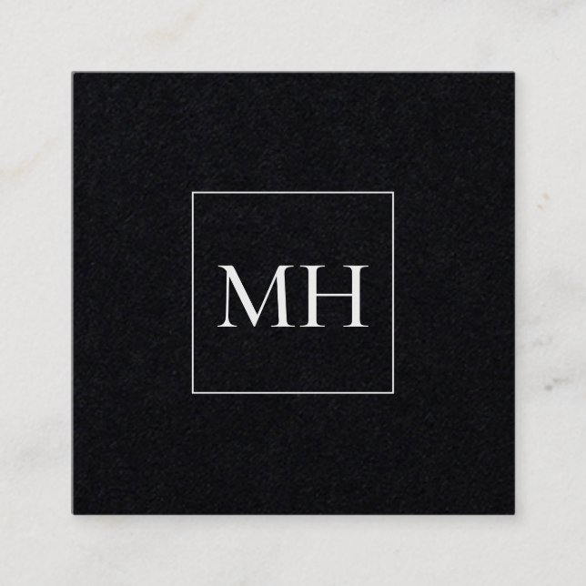 Minimalistisk Modern Initialer Monogram Black Kraf Fyrkantigt Visitkort (Framsida)