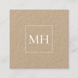 Minimalistisk Modern Initialer Monogram Kraft Fyrkantigt Visitkort
