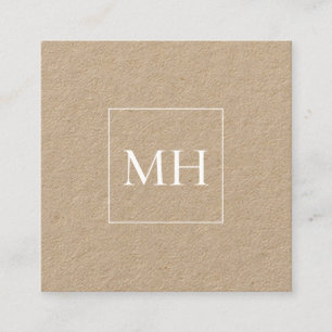 Minimalistisk Modern Initialer Monogram Kraft Fyrkantigt Visitkort