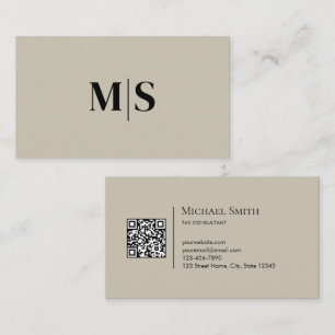 Minimalistisk Modern Initialer QR-kod Svart på Bei Visitkort