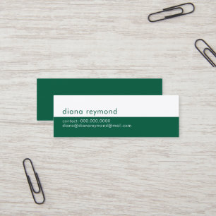 Minimalistisk Modern Jägare-Grön och Vit Mini Visitkort