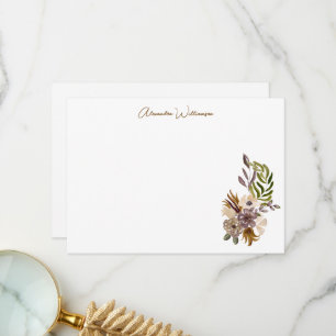 Minimalistisk Modern Jordnära Blommig Namn Bröllop Tack Kort