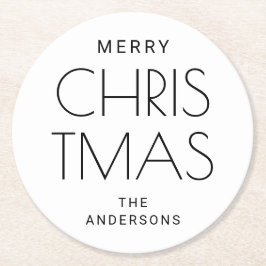 Minimalistisk modern jul. Festive Helgdag Drink Underlägg Papper Rund