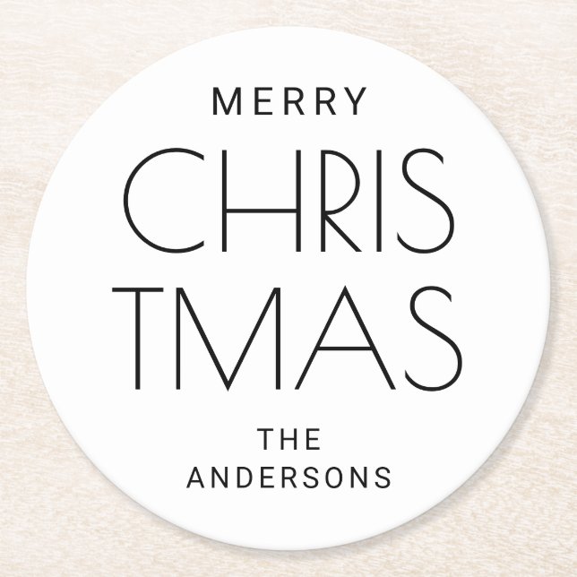 Minimalistisk modern jul. Festive Helgdag Drink Underlägg Papper Rund (Framsidan)