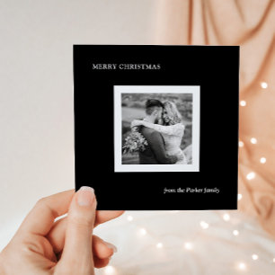 Minimalistisk modern jul svart med foto julkort