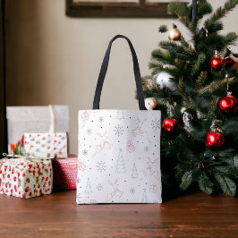 Minimalistisk modern jultematlinjekonst tygkasse