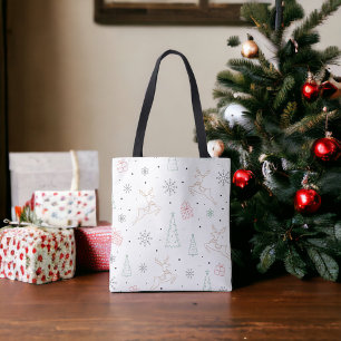 Minimalistisk modern jultematlinjekonst tygkasse