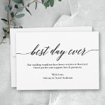 Minimalistisk modern kalligrafi, bästa Bröllop-dag Tack Kort<br><div class="desc">Modern Elegant vacker men enkel minimal minimal calligrafi - bästa dagen någonsin i Tacken i Bröllop - platt anteckningskort</div>