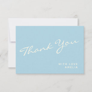 Minimalistisk modern kalligrafi Blue Namn Tack Kort