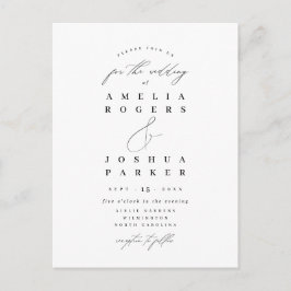 Minimalistisk modern kalligrafi Bröllop Vykort