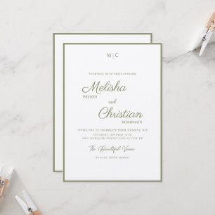 Minimalistisk modern kalligrafi bröllopsinbjudan inbjudningar