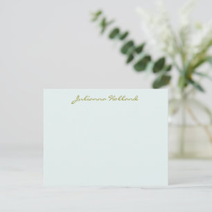 Minimalistisk Modern Kalligrafi Cool Blå Chic Namn Anteckningskort