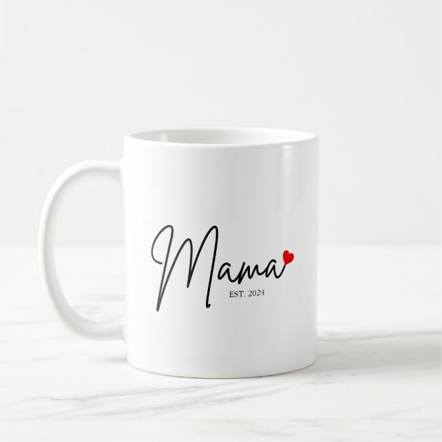 Minimalistisk, modern kalligrafi, gåva till mamma kaffemugg (Vänster)