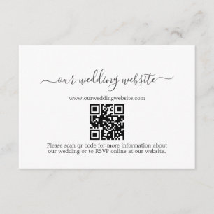 Minimalistisk modern kalligrafi QR-kod Bröllop Tilläggskort