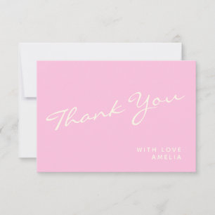 Minimalistisk modern kalligrafi Rosa Namn Tack Kort